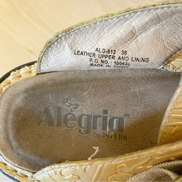 Alegria Light metallic gold leather slip-on Clogs Mule Sz 38 - Picture 5 of 10